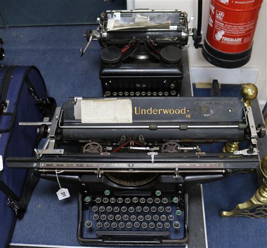 Two typewriters, Underwood and Royal